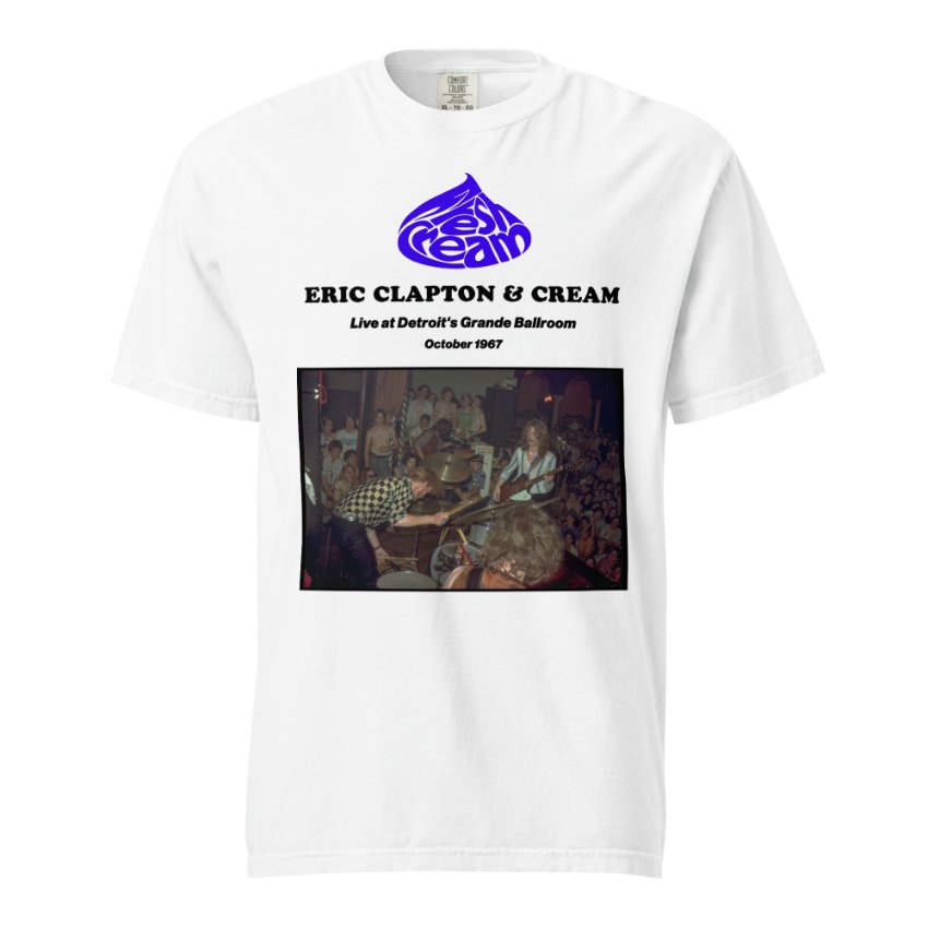 Fresh Cream tee, front: Eric Clapton and Cream live at Detroit's Grande Ballroom